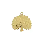 Gold Plated Sterling Silver Hammered Tree Pendant Charm 18mm #99945