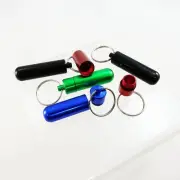 10x Aluminum Waterproof Pill Bottle Case Holder Box Container Capsule Keychain