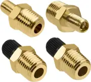 4 PCS Brass Air Inflator Adapter 1/4" NPT M to Standard Schrader Valve M with...