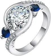[VPbao] Wedding Ring Crystal Cubic Zirconia Brilliant Promise Rings White