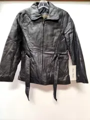 Vintage Y2K Alamo Uomo Size Medium Real Leather Jacket Womens Black Zip Up