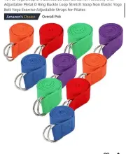 Yoga 12pcs Strap Stretch Band Adjustable w/Metal D Ring Exercise Fit Pilates Gym
