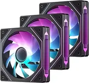 Vetroo L120 3-Pack 120 mm ARGB Case Fan with Infinite Mirror Design & PWM Smart Control, Hydraulic Bearing, Nine Blades Design & 8 Rubber Pads for Low-Noise Operation - Black