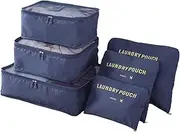 My Corgi Living 6-Piece Packing Cubes Set, Mesh Luggage Organizer Bags With Laundry Bag, Lightweight Travel Packing Cubes for Suitcases & Backpacks, Suitable for Men and Women (Navy)