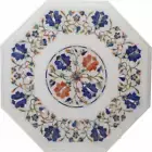 12" white Marble side Table Top Carnelian Stone Inlay Coffee Table for decor