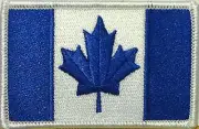 CANADA Flag Patch W/ VELCRO® Brand Fast Tactical Blue & White White Border #4