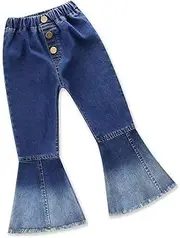 [psainyal] Baby Girls Bell-Bottom Ruffle Flare Jeans Skinny Pants