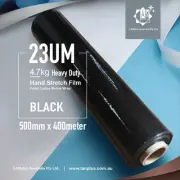 1 Roll 500mm x 400m 23um 4.7KG Heavy duty Black Stretch Film Pallet Wrap
