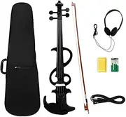 Beginner Electric Violin Kit - Complete Set with Black Silent Violin and Accessories