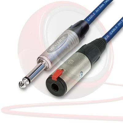 Van Damme Blue Speaker Lead. Male Jack to Female Jack Extension Socket Cable.
