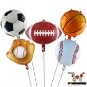 5pcs Basketball Football Rugby Baseball Foil Balloon Set- Sports Theme Self Sealing Foil Balloons - Kids Birthday Party Dï¿½cor