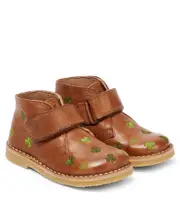 [Petit Nord] Petit Nord Embroidered leather boots UK 4 brown