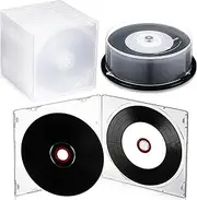 Singhoow 25 Pcs CD-R Blank Discs with 25 Pcs Clear Jewel Cases, 700MB, 80 Minutes, 52X, Inkjet Printable, Black Surface, for Music, Data