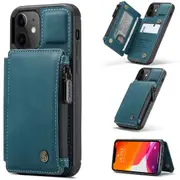 CaseMe Shockproof iPhone 12 Leather Case Cover Wallet Apple iPhone12 [Teal Green]