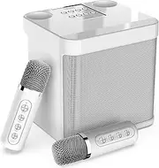 FULLIFE Karaoke Machine for Adults/Kids, 3000mAh Portable Bluetooth Karaoke Speaker with 2 Wireless Microphones, HD Karaoke PA System with Echo/Vocal Cut, Supports TF/USB/AUX-in, for Home Parties