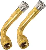 SMASOLO 2PCS Brass Tire Valve Extension Adaptor Angled Valve Stem Extender for Easy Inflation Cars Motorcycles Bicycles and Trailers Leak Design