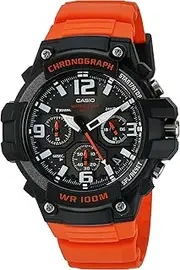 [Casio] Men's 'Heavy Duty Chronograph' Quartz Stainless Steel and Resin Casual Watch, Color:Orange (Model: MCW100H-4AV)