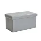 Simplify Faux Leather Double Folding Storage Ottoman, Grey, 30x15x15 Inches