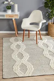Rug Culture Neutral Handmade Wool Cotton & Viscose Scandi Flatwoven Rug