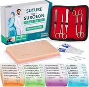 Suture Practice Kit by Medical Creations - with Suturing Video Series by Board-Certified Surgeon and Ebook Training Guide - Silicone Suturing Pad with Tool Kit - for Any Student in The Medical Field