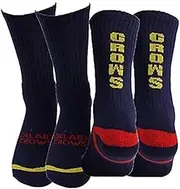 AFL Adelaide Crows Reinforced Heel and Toe Supporter Crew Sport Socks | 2 pair | Australian Football League | Men's Sizes