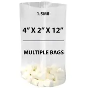 1.5Mil 4" X 2" X 12" | Clear Gusseted Bags, Heat Sealable | Multiple Bags