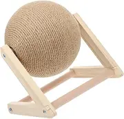 BUGUUYO Wooden Cat Scratching Ball Durable Cat Scratcher Interactive Kitten Scratching Post Protect Furniture