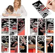 Scratch Bookmarks for Children, Scratch Bookmarks, Students Scratch Paper Set of 12 Bookmarks, Craft Paper Art Sets for Children's Students, Party Bag Fillers