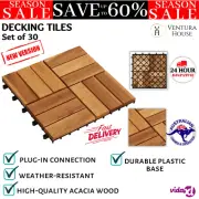 30 PCS Hardwood Decking Tiles Outdoor Garden Walkway Acacia 30 x 30 cm Tiles NEW