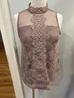 Cable & Gauge New Mauve Pink Lace Top Dainty Feminine Blouse Sz S NWT