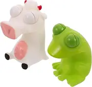NAMOARLY 2 Pcs Creative Frog and Cow Squeezing Toys Realistic Squishy Stretchy Animal Models Compact Squeeze Toys for Relaxation and Desk Accessories