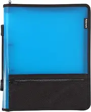Bantex, Zipper Binder A4, 2O Ring, 25mm, Internal and External Storage Pocket, with Carry Handle, Blue