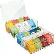 2 Pack Tea Bag Organiser & Storage Box | Stackable Tea Bag Organizer with Adjust