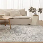 Brand Ventures Cloud Distressed Medallion Cream Beige Washable Rug