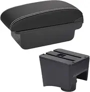 Car Armrests Armrest Fit for VW Polo Mk5 6R Vento Car Armrest Box Interior Parts Storage Box Car Accessories 2012-2018 USB Console Armrest(C3 Black White NOUSB)