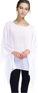 [Max Hsuan] Womens Summer Solid Sheer Batwing Blouse Chiffon Caftan Poncho Tunic Top Plus Size Cover up