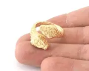 Snake Ring Adjustable Shiny Gold Plated Brass (18mm 8US inner size) Oz3190