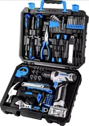 DEKO Drill Set: Tool Set with 8V Blue Cordless Drill, Home Tool Kit with Drill
