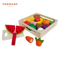 在飛比找momo購物網優惠-【Teamson】小廚師木盒蔬果刀具砧板切切樂玩具組(多樣水