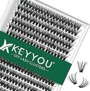 Lash Clusters 300pcs Individual Lashes 40D 0.07C Curl 14mm DIY Eyelash Extension KEYYOU Large Tray Volume Soft&Natural Cluster Lashes(40D-0.07C,14）