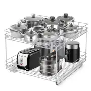 2 Tier Pull Out Cabinet Drawer Organizer(21''Dx20''W) Heavy Duty Slide Out Dr...