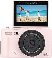 5K Digital Camera for Photography Video, 75MP UHD Vlogging Camera with WiFi, Autofocus, 18X Zoom, 3in 180°Flip Screen Compact Travel Cameras for YouTube Beginners