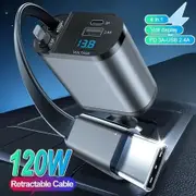 Super Quick Car Charger 120W Type C Car Accessories Adapter iPhone 16 LIGHTING Charger Fast Charging Travel Essentials Road Trip Essentials iPhone 15