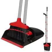 GRAREND Broom and Dustpan Set for Home Upright 55" Long Handle Broom with Dus...