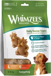 Whimzees Hedgehog Daily Dog Dental Treats - Large 6pk 18-27Kg