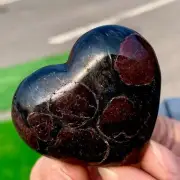 70G Natural Fireworks Red Garnet sphere Quartz Crystal heart-shaped healing