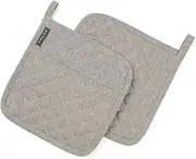 MEEMA Potholders Set of 2 - Pot Holders for Kitchen Heat Resistant, Cotton Cloth Potholder for Countertops, Farmhouse Pot Holders for Kitchen, Spring Pot Holders for Kitchen - Charcoal