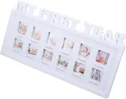 Vaguelly Baby Growth Commemorative Photo Frame Newborn to 1st Birthday Baby Milestones Keepsake Memory Frame