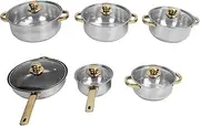 Nonstick Cookware Set, Stainless Steel Frying Pan Saucepan Set with Glass Lid, Skillets Pan Pot Set for Home Kitchen Restaurant, Stovetops, Induction Cooker, Kitchen Cookware