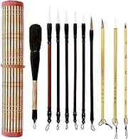 10 PCS Calligraphy Brushes Exquisite Chinese Calligraphy Brush Set with Brush Holder Kanji Japanese Sumi Painting Drawing Brushes for Watercolor Art Ceramic Ink Writing Painting